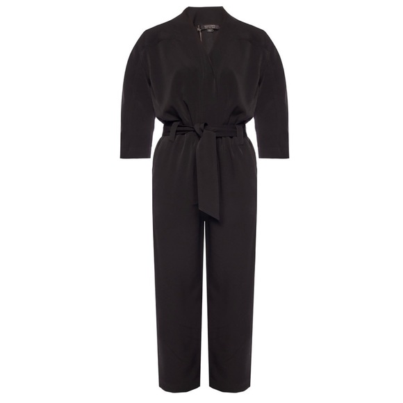 ALL SAINTS HAYLEY CROPPED BUTTON DOWN 3/4” SHORT SLEEVE JUMPSUIT BLACK Size 4 - Picture 5 of 8